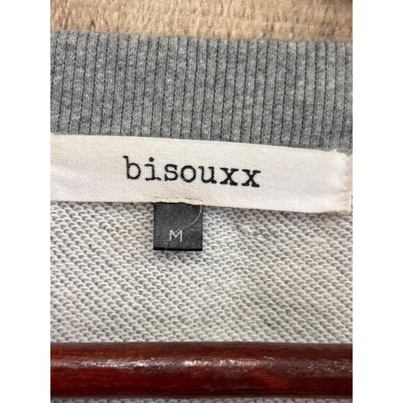 Bisouxx Womens Medium Gray Long Sleeve Peplum Sweatshirt - Picture 3 of 6